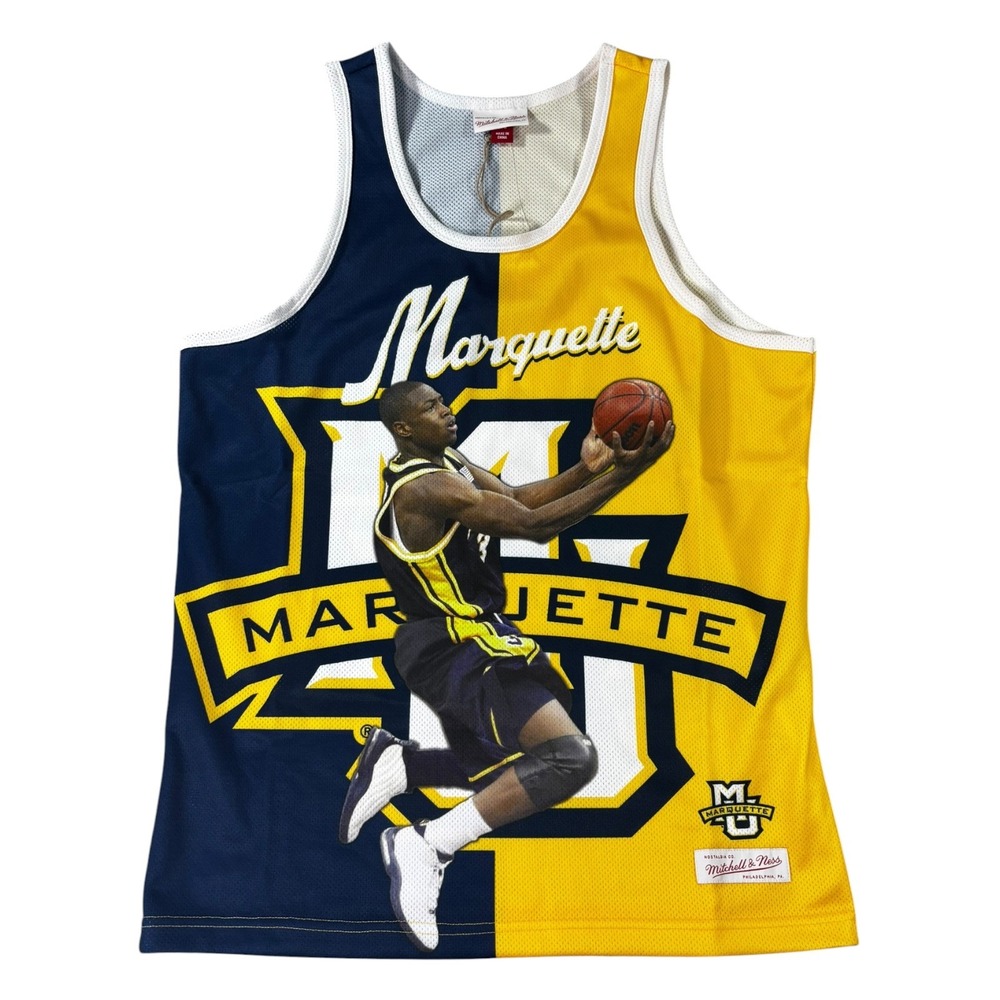Mitchell & Ness Marquette Dwyane Wade‎ Sublimated Player Tank Navy Yellow Medium